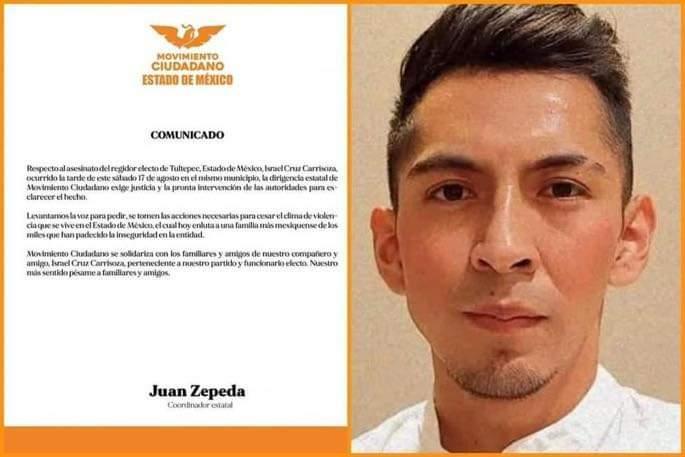 MC exigió que se aclare el asesinato del regidor electo de Tultepec Israel Cruz Carrizosa